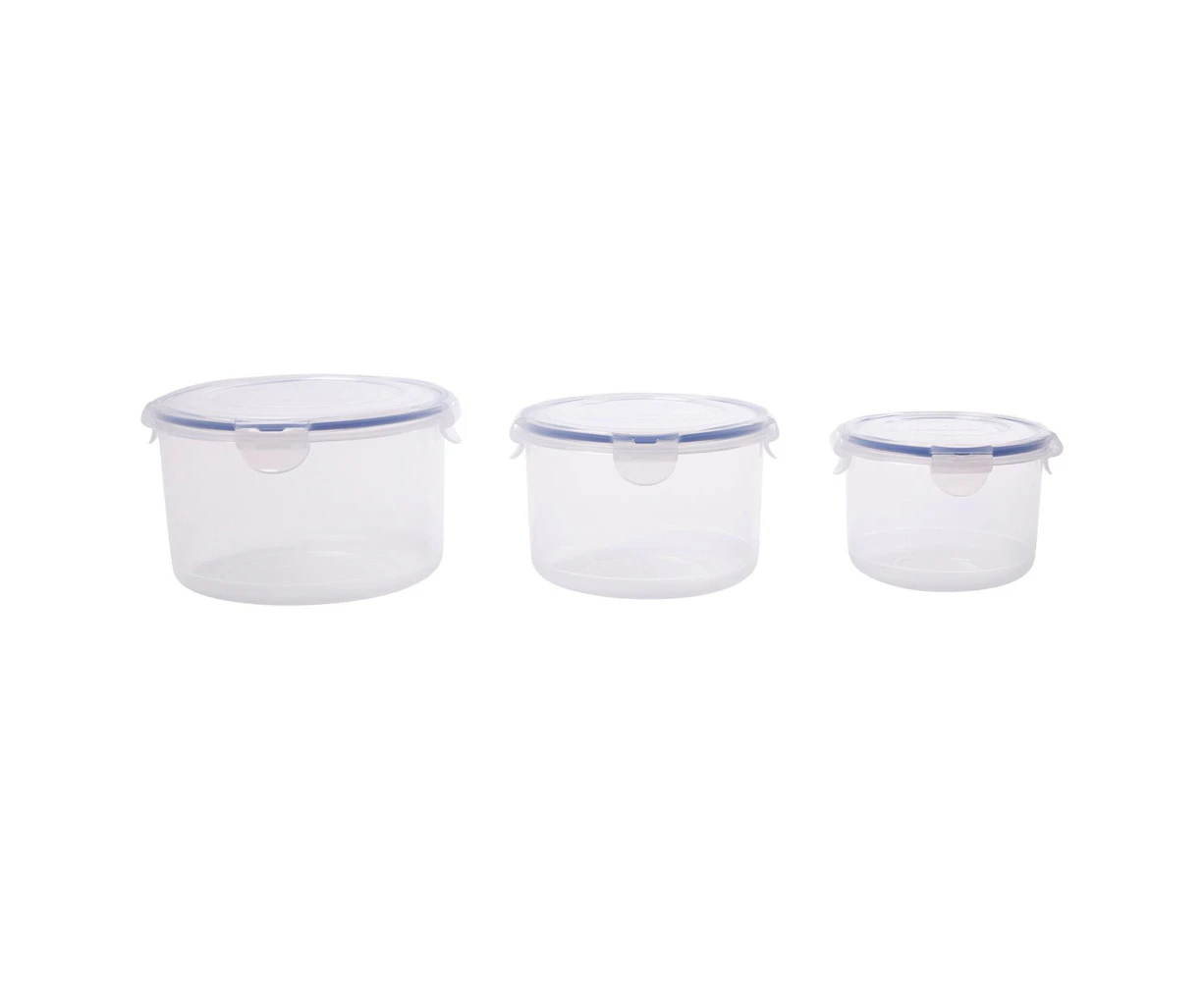 3PK Locknlock Airtight Classic Round Food Storage Container Stackable Set Clear