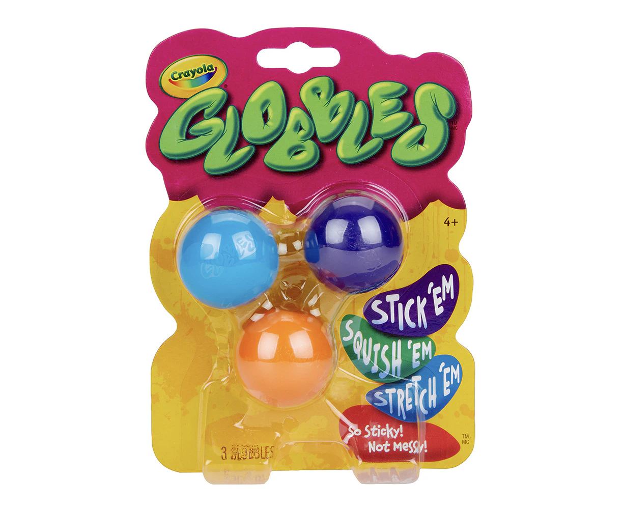 3pc Crayola Kids/Childrens Globbles Squeezy Orbs/Balls Fidget Toy Assorted 48m+