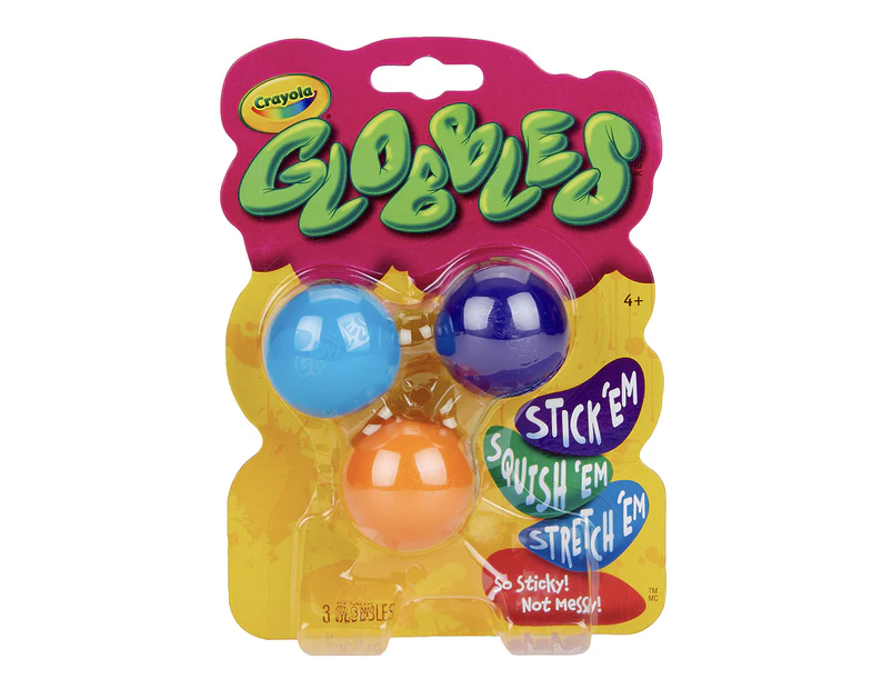 3pc Crayola Kids/Childrens Globbles Squeezy Orbs/Balls Fidget Toy Assorted 48m+