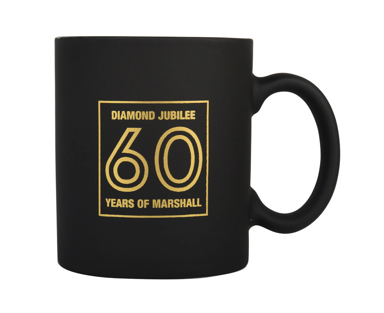 Marshall 60th Anniversary Metallic Gold Print Logo Coffee Mug Drinking Tea Cup