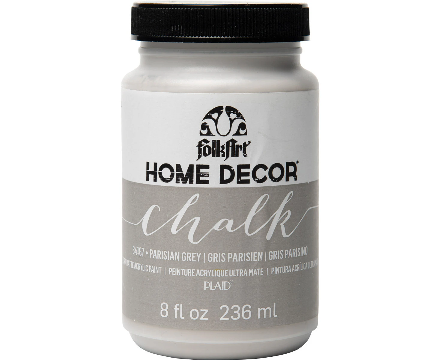 Plaid FolkArt Premium 236ml Home Decor Chalk Acrylic Paint Matte Parisian Grey