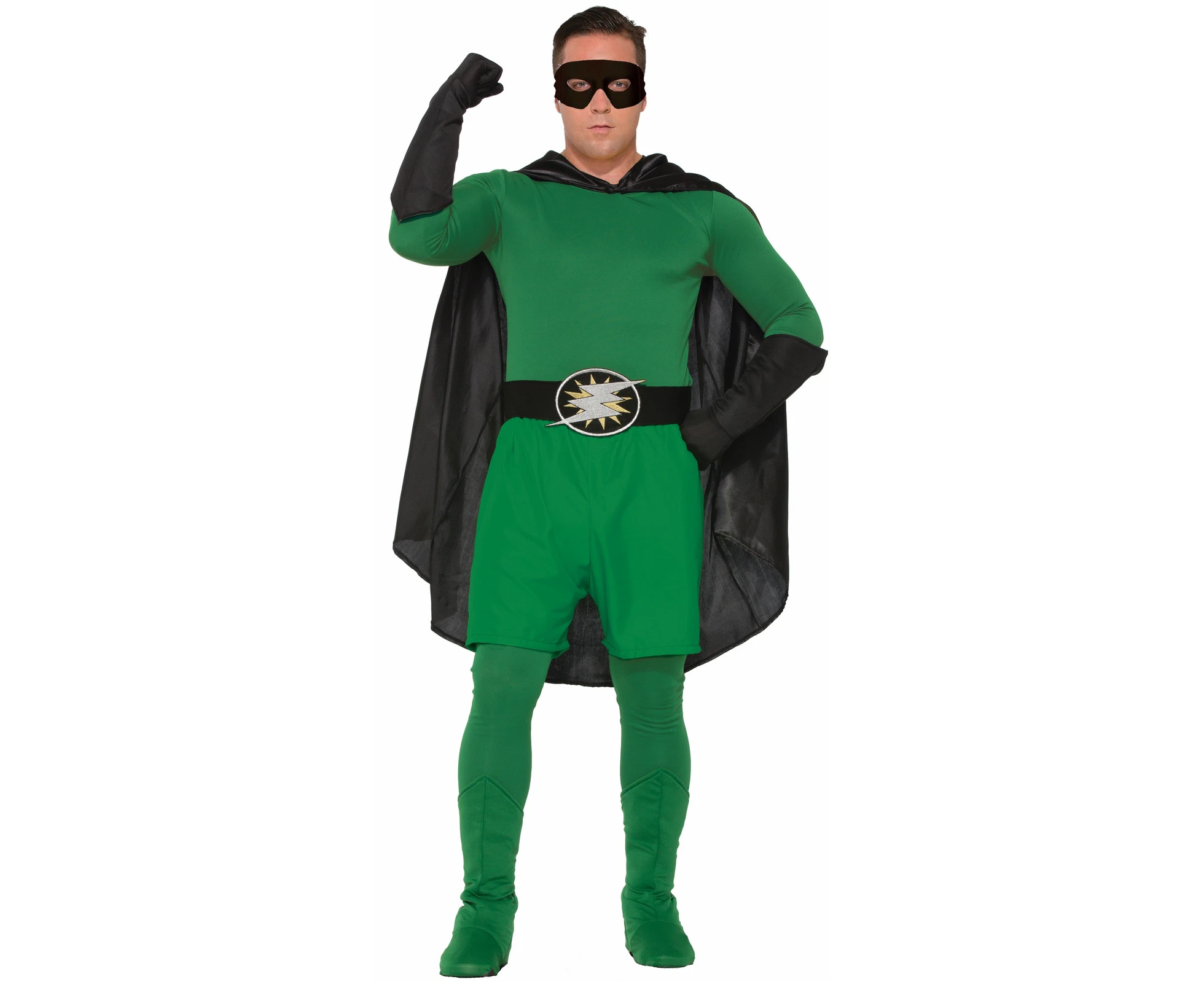 Hero Boxer Shorts Mens Superhero Costume Party Adult w/ Elastic Waist Belt Green