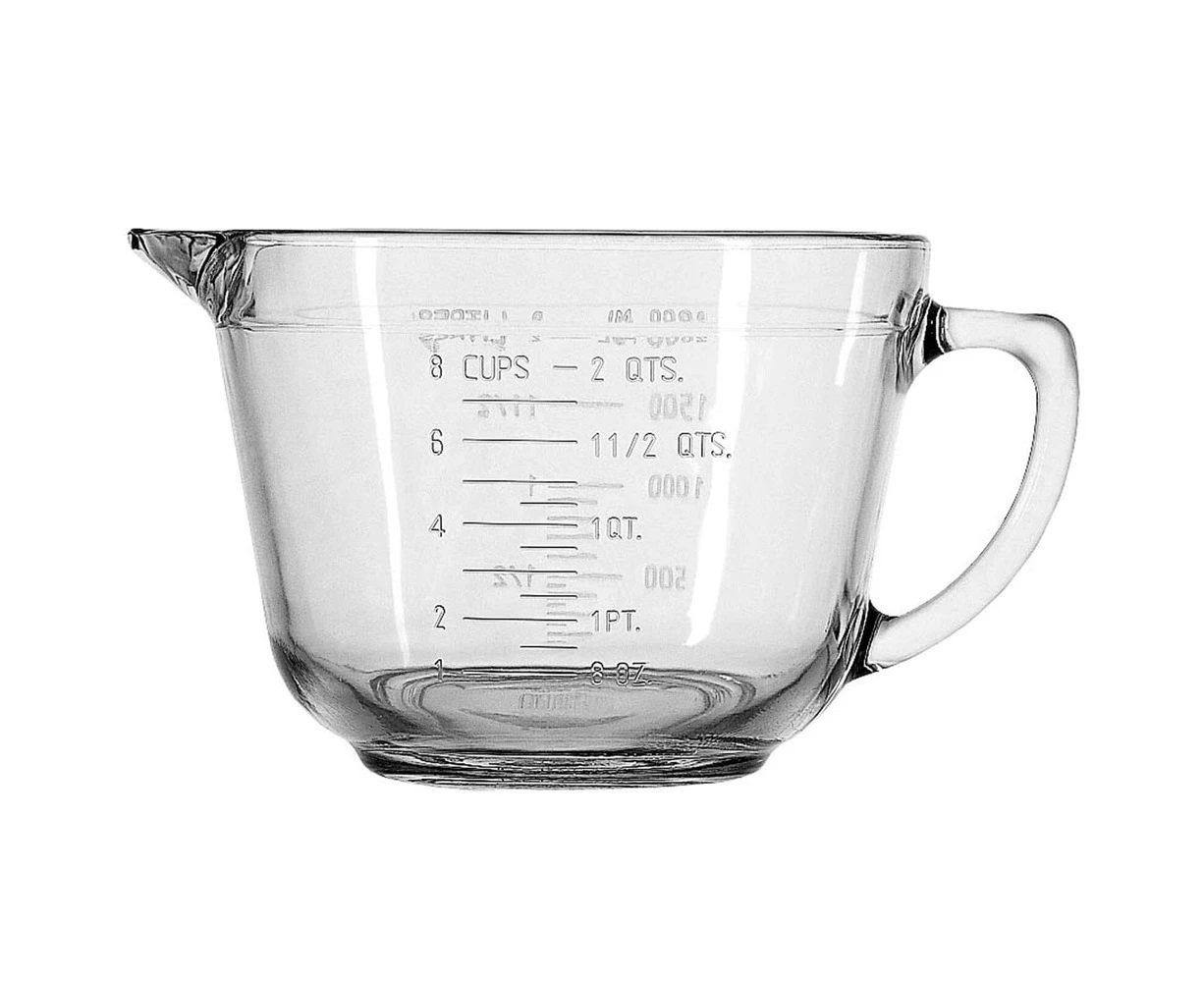 Anchor Hocking 2L/8-Cup Glass Batter Bowl Kitchen Baking Measuring Jug Clear