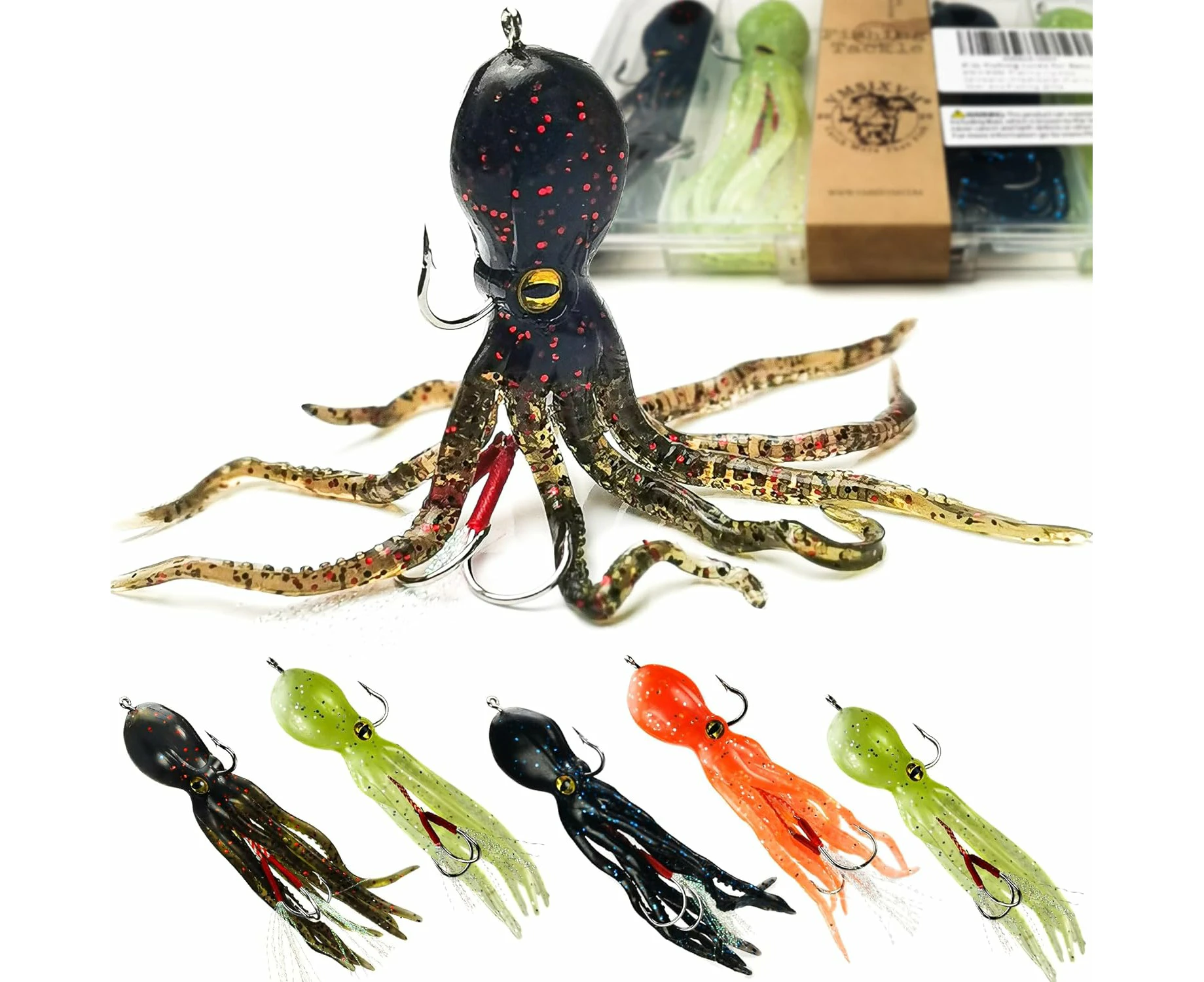 Fishing Lures for Bass, Fishing Jig Head Swim Shad Lure 5pcs Soft Octopus Swimbait