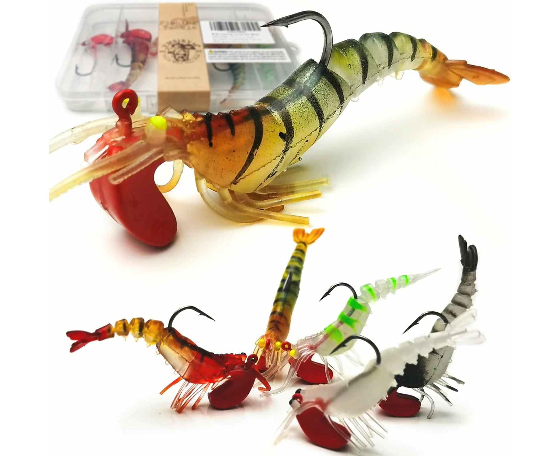 Fishing Lures for Bass,Fishing Jig Head Swim Shad Lure 5pcs Soft Shrimp Swimbait