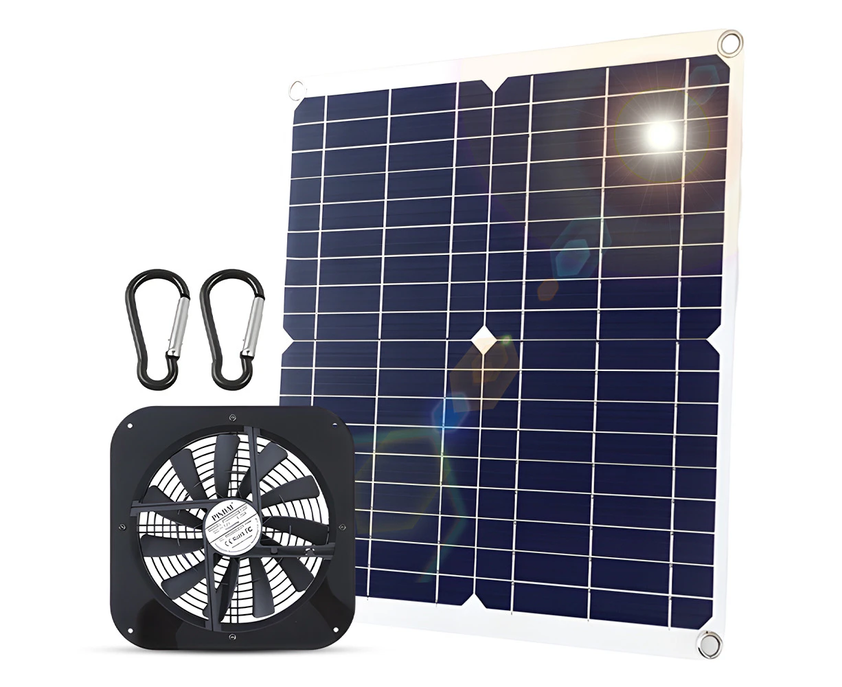 20W Solar Powered Fan 10 Inch Waterproof USB Solar Panel Vent Exhaust Fan High Speed Air Flow Outside Kit for Chicken Coops Greenhouses Sheds Pet Houses Wi