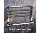 Bath Towel Rack Double Layered Foldable Bathroom Shelves with Removable Hooks Wall Mounted Towel Holder 23 Inch Towel Bar Rustproof Stainless Steel Towel S