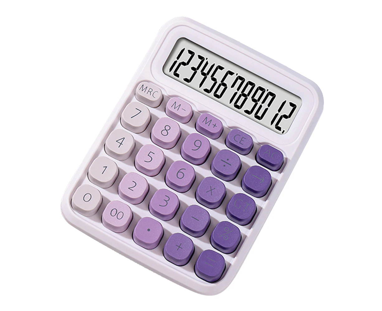 Cute Calculator 12 Digit Large LCD Display Big Round Button Gradient Candy Colored Dual Power Supply Calculator Suitable for Office School Home for Kids St