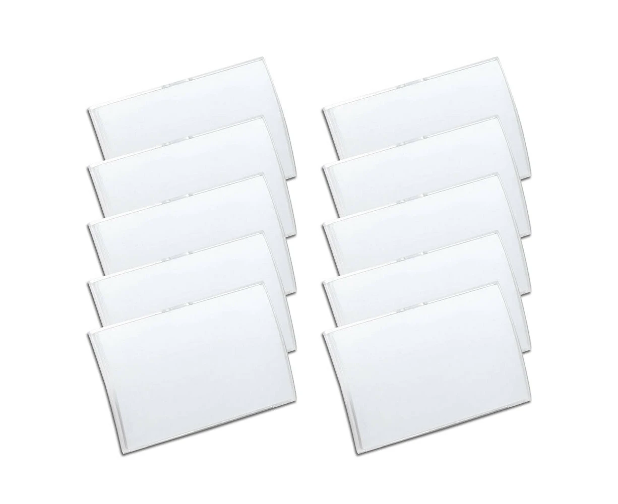 25PK Durable 9cm Plastic Name Badge/ID Secure Holder/Case w/ Combi Clip Clear