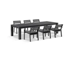 Santorini 8 Seater Outdoor Rectangle Aluminium Dining Table and Chairs Setting - Outdoor Aluminium Dining Settings - Charcoal