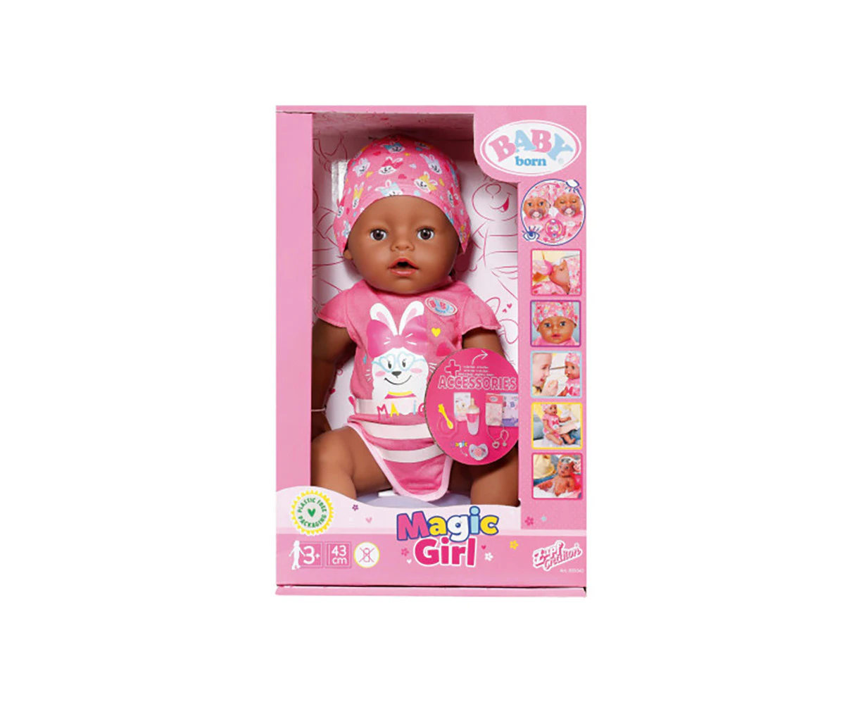 Baby Born Magic Girl Lifelike Soft Touch Kids/Childrens Toy 43cm - Open Box 3+