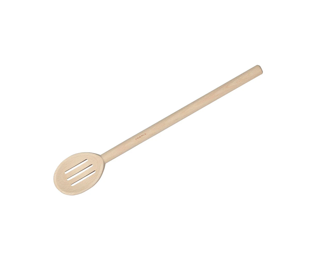 Euroline 30cm Wooden Slotted Spoon Kitchen Food Stirring Cooking Utensil Beige