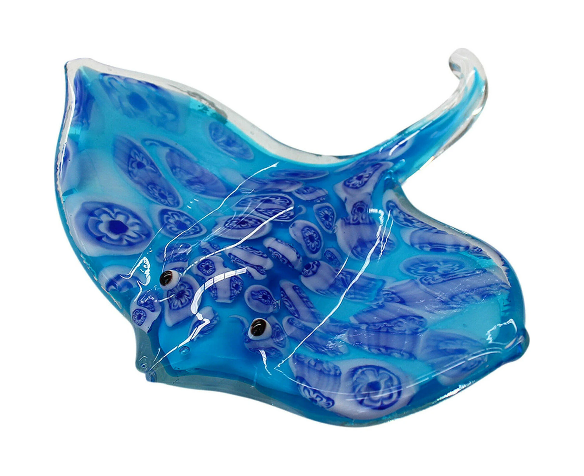 LVD Glass Paperweight Home/Office Decor Ornament 13.5cm Stingray Blue Spots