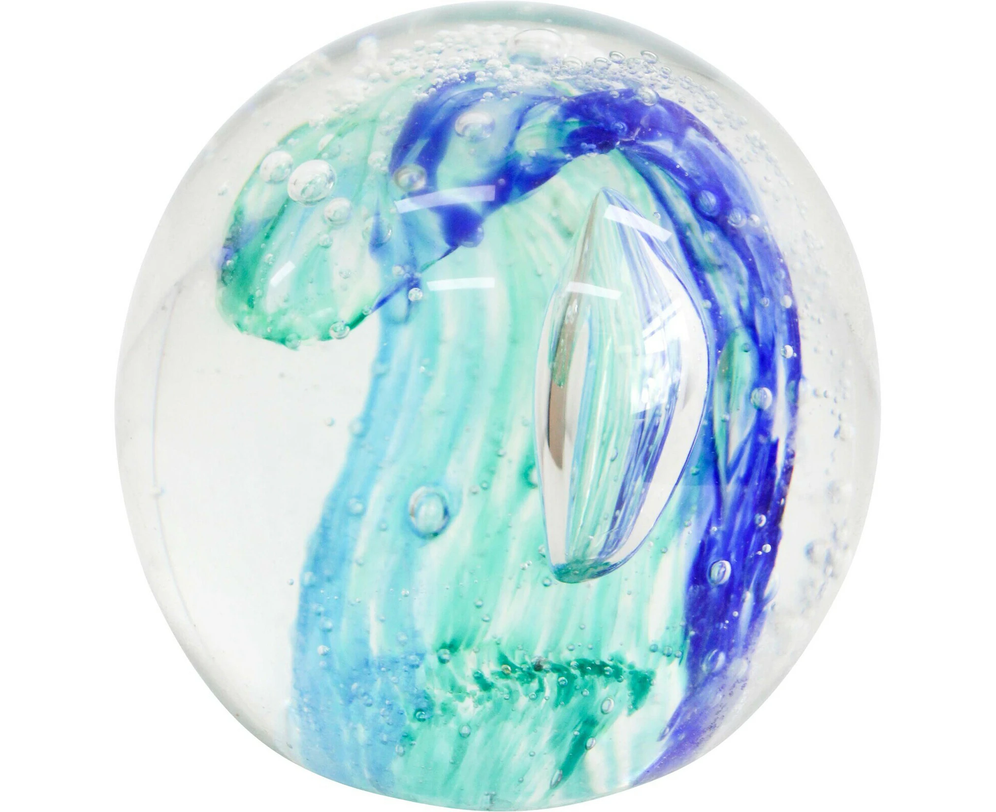 LVD Glass Paperweight Home/Office Tabletop Decorative Ornament 8cm Surf Wave