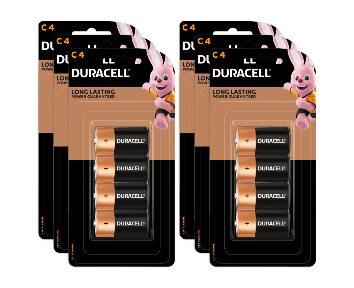 6x 4pc Duracell Coppertop D Alkaline Battery Pack Single Use Batteries