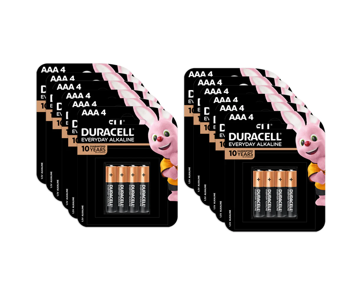 12x 4pc Duracell Everyday AAA Size Alkaline Battery Pack Single Use Batteries