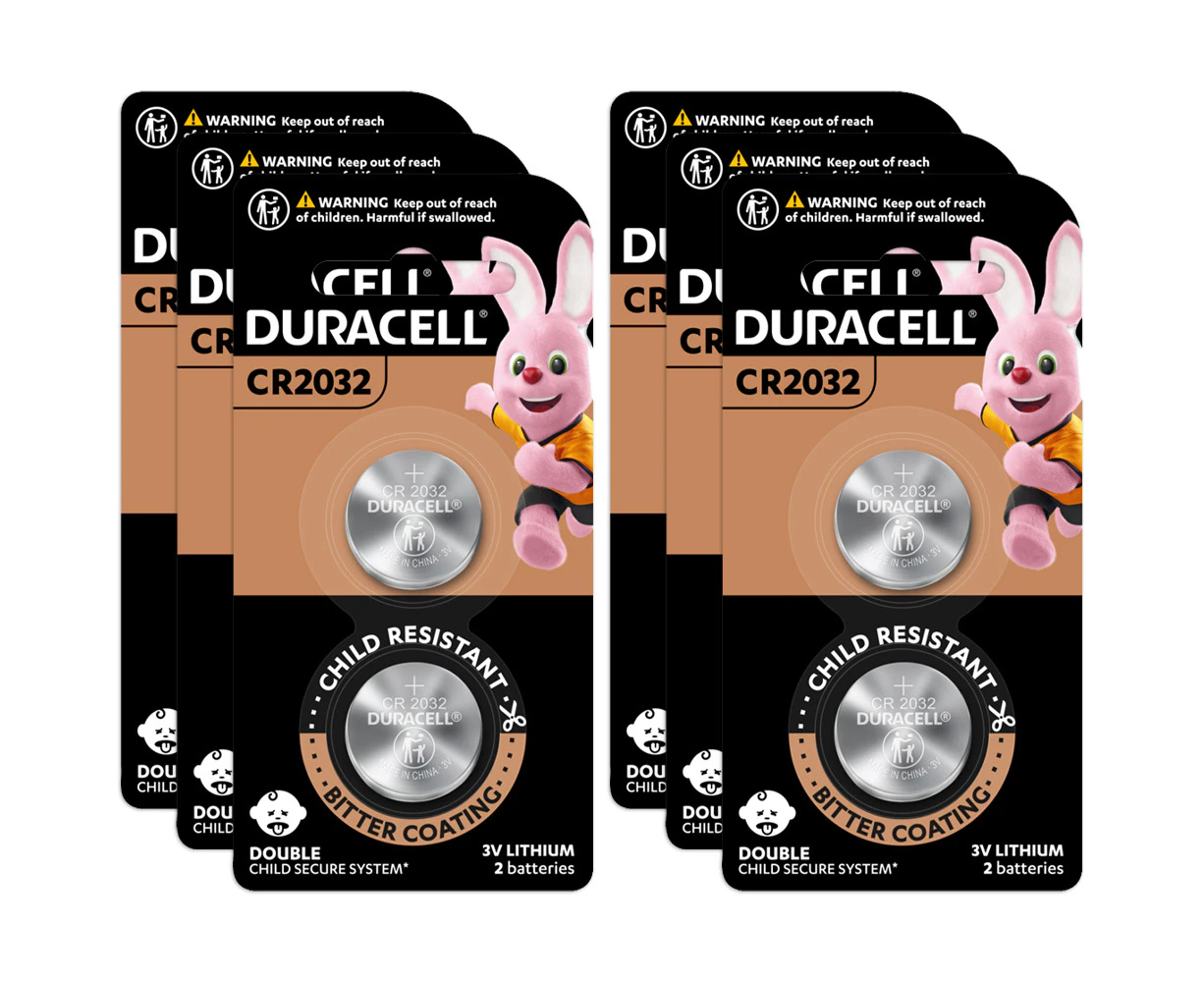 6x 2pc Duracell Specialty 2032 Lithium Coin Battery Pack Single Use