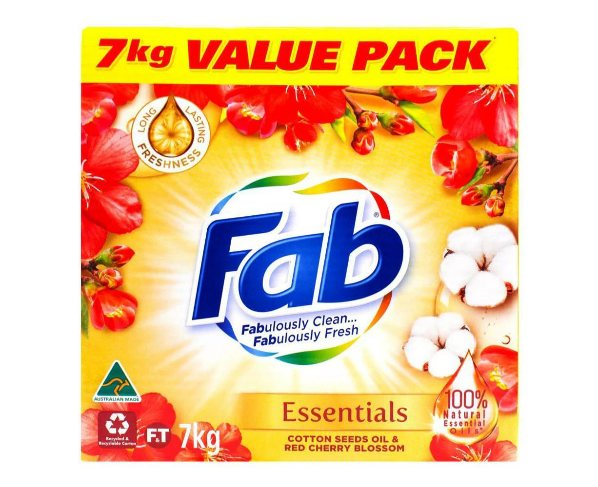 Fab Laundry Powder Essentials Cotton Seeds Oil & Red Cherry Blossoms 7kg