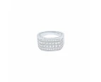 Bevilles Multi Row Signet Ring with Cubic Zirconia in Sterling Silver