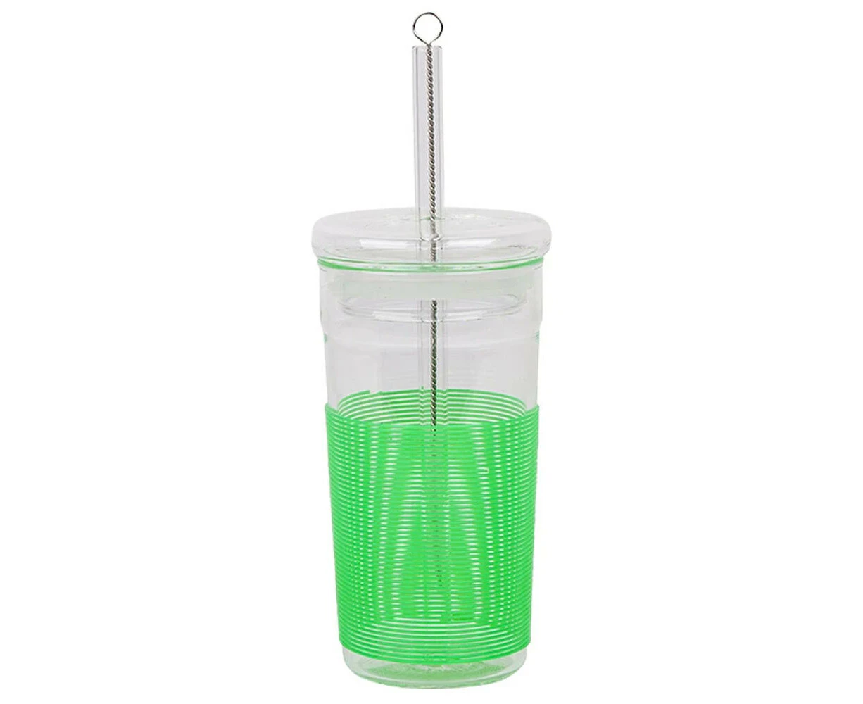 Porta Summer Smoothie Cup Large 400ml Lead/BPA Free w/ Straw Brush Fun Green