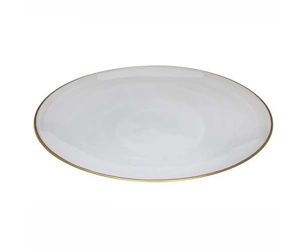 Ismay Large 33cm Round Glass Platter Tableware Food Serving Dish Plate White