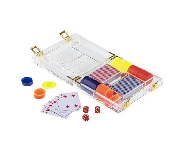 Bonnie Portable Hand-Crafted Acrylic Poker/Playing Card/Chips Fun Toy Game Set