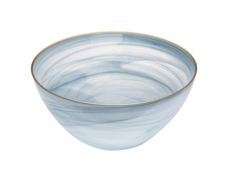 Ismay Round 5L Glass XL Salad Bowl Food Serving Soup/Rice Dish Dinnerware Blue