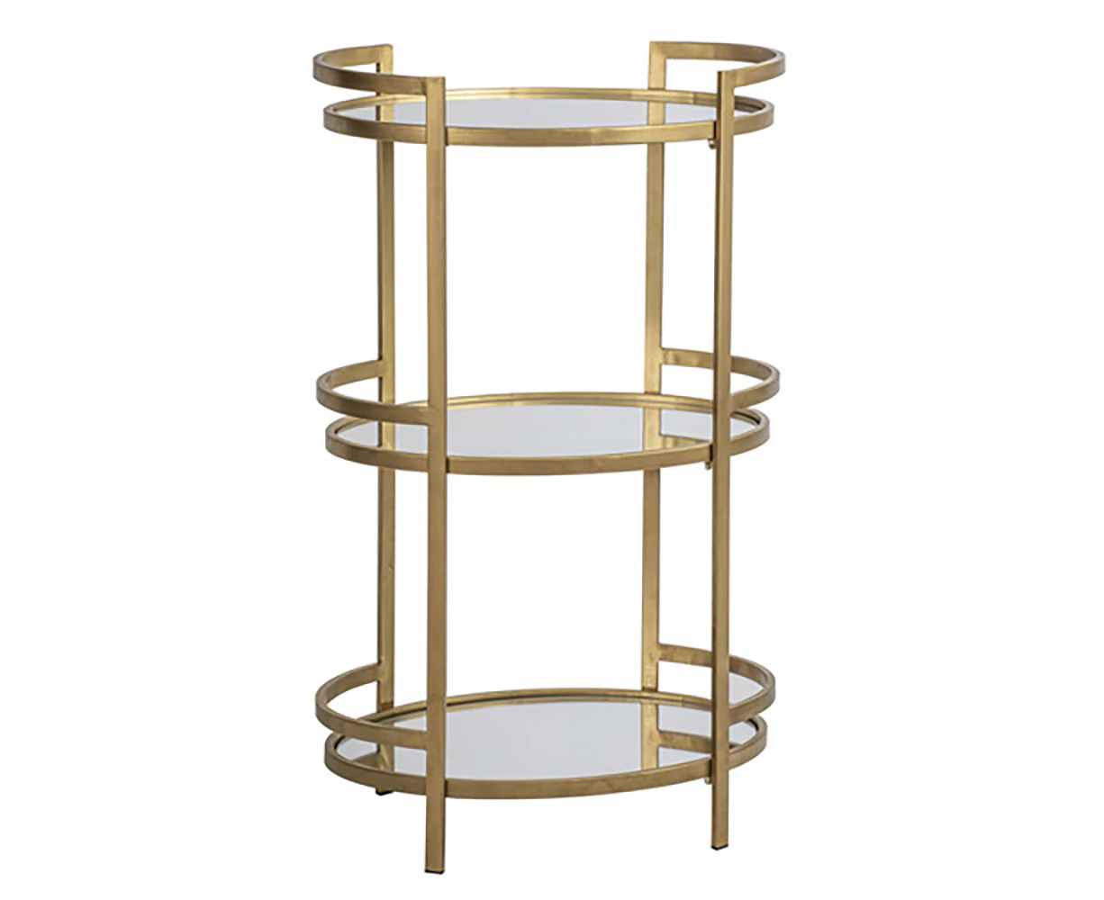 Bradley 89cm Display Unit Storage Rack Stand Glassware Bar Home Organiser Gold