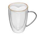 Tempa Amour Clear Double Walled Drinking Glass/Glassware Mug/Jug w/Gold Rim