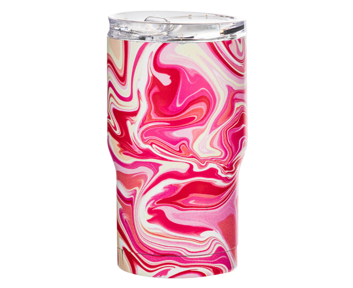 Porta Summer Swirl Stainless Steel 420ml Travel Mug Drink Water Tumbler Pink