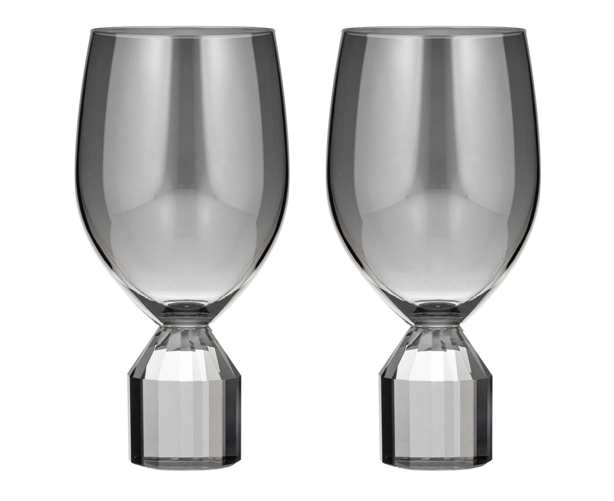 2PK Tempa Ava 460ml/17cm Crystal Wine Glass Cocktail Drinkware Set Charcoal