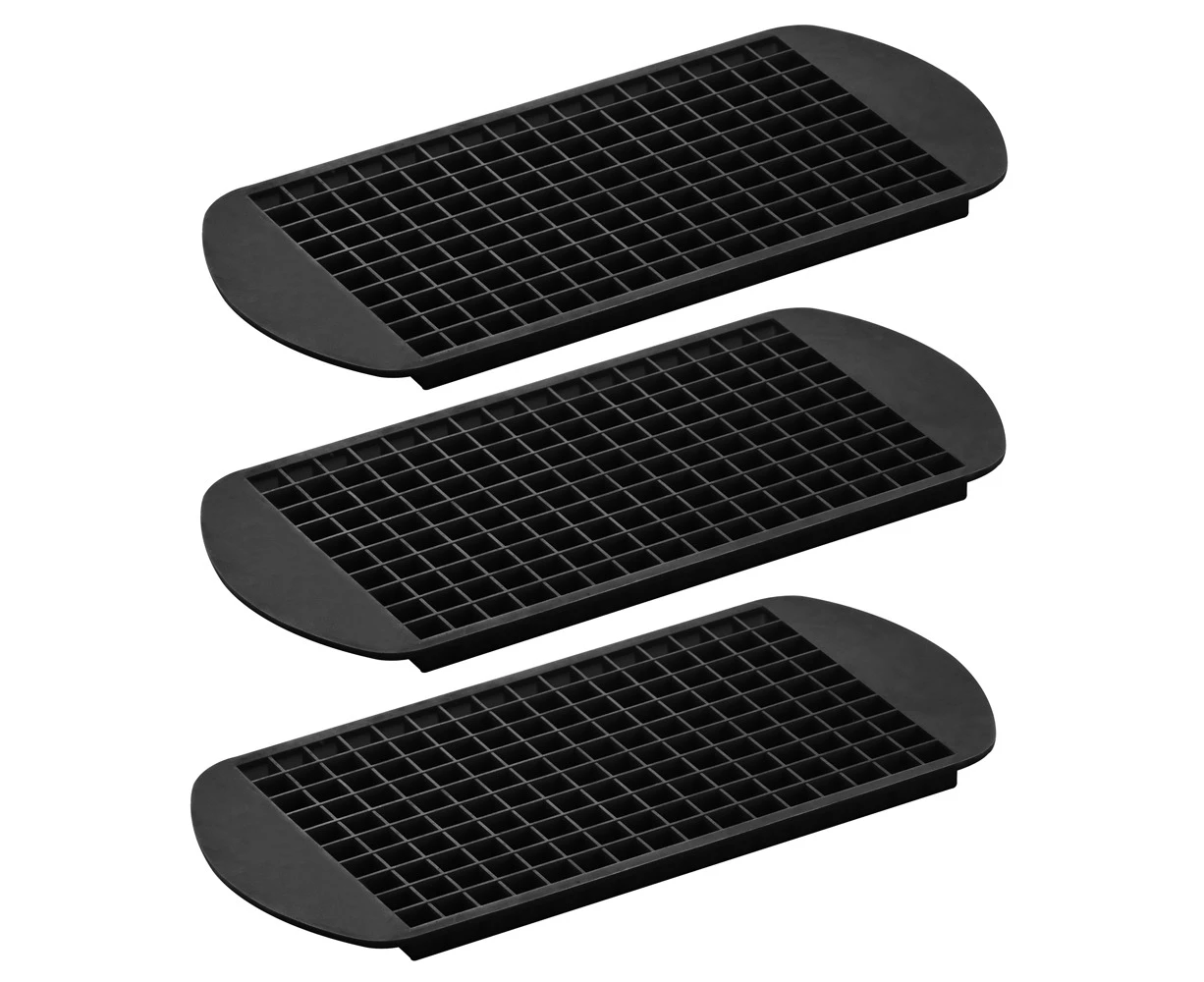 3pc Tempa Quinn Pebbles 23cm Silicone Ice Cube Tray Maker Freezer Mould Black