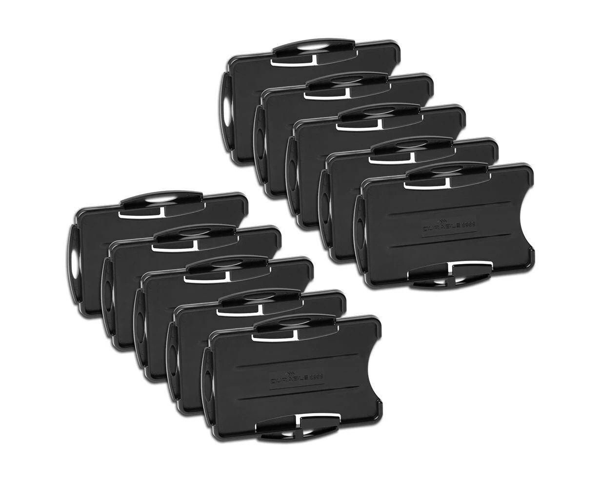 10PK Durable Eco 2 Card/Security ID Safety Badge Holder Portrait/Landscape Black