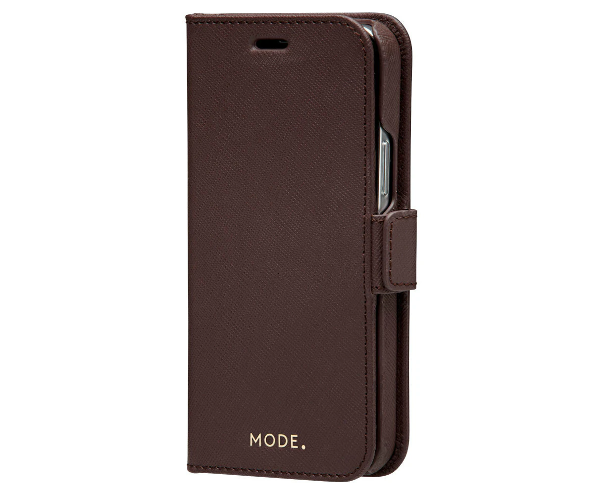 Dbramante New York Leather Wallet Flip Case for iPhone 12/12 Pro Dark Chocolate