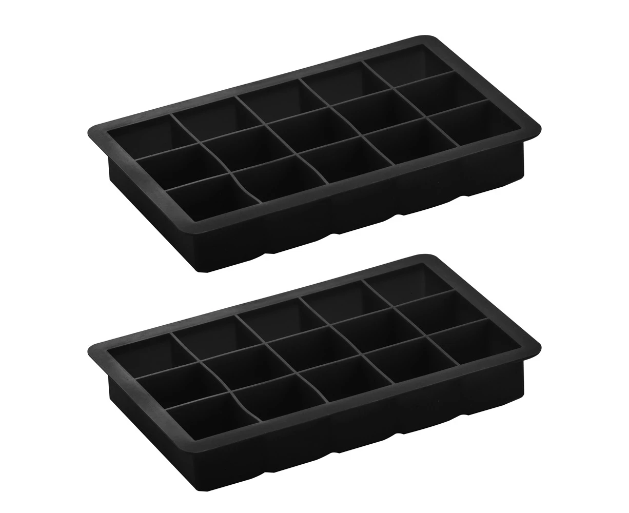 2pc Tempa Quinn Silicone 18cm Mini Square Ice Cube Tray Maker Freezer Mould BLK