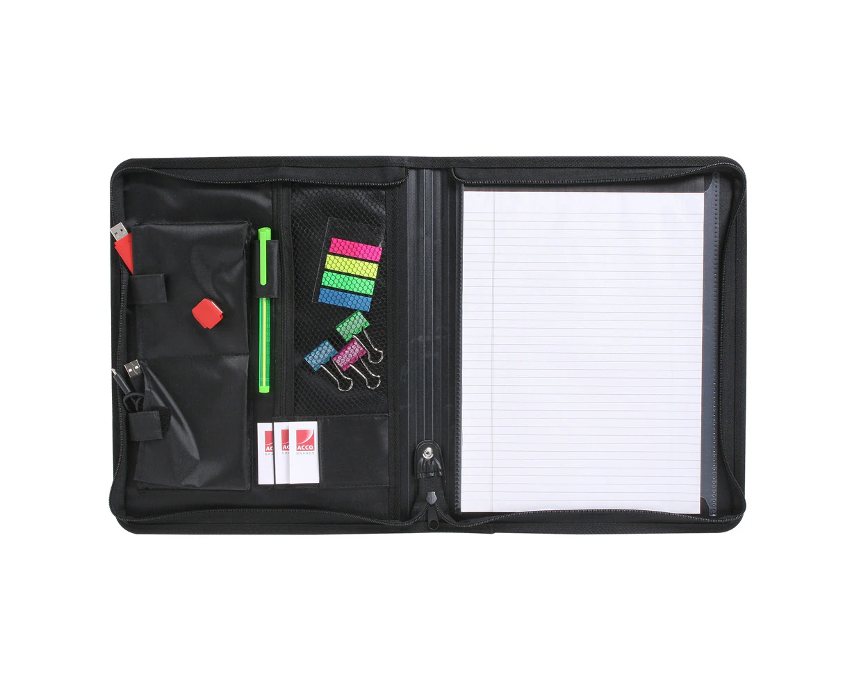 Marbig Conference Folio Storage Stationery Office Organiser Holder w/Zip BLK