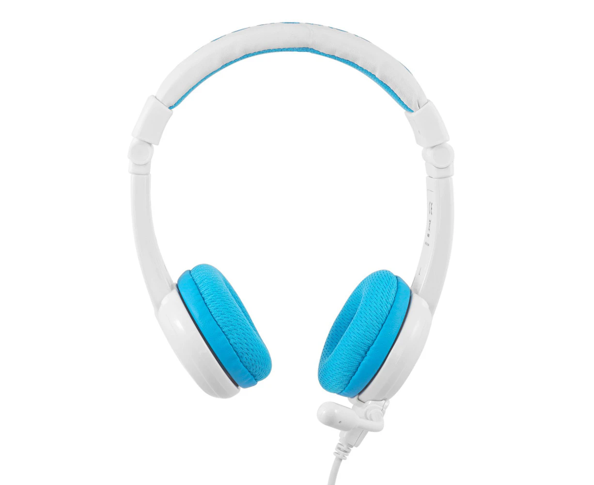 BuddyPhones School Plus Wired Headphones/Headset w/ Boom Mic Blue Kids