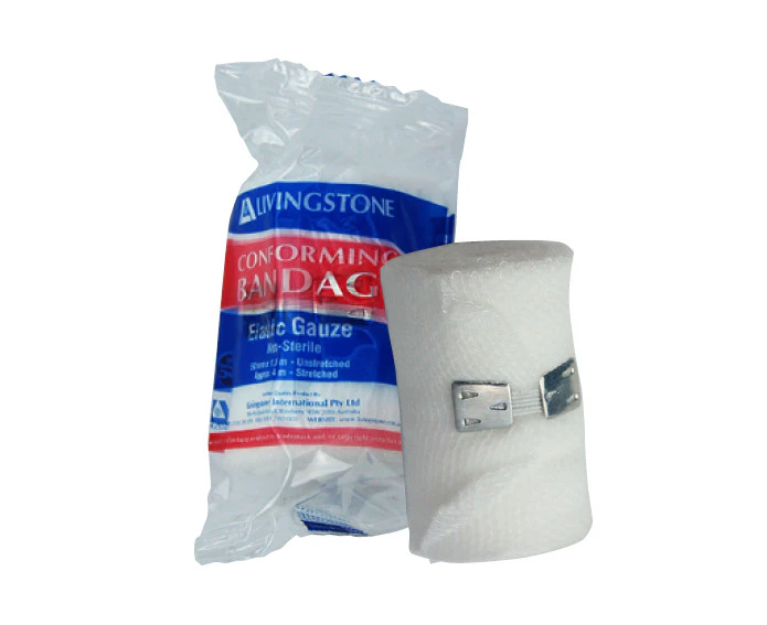 Livingstone Conforming Bandage with Clips 50mm x 4m Stretched Length (1.5 m Unstretched) Roll