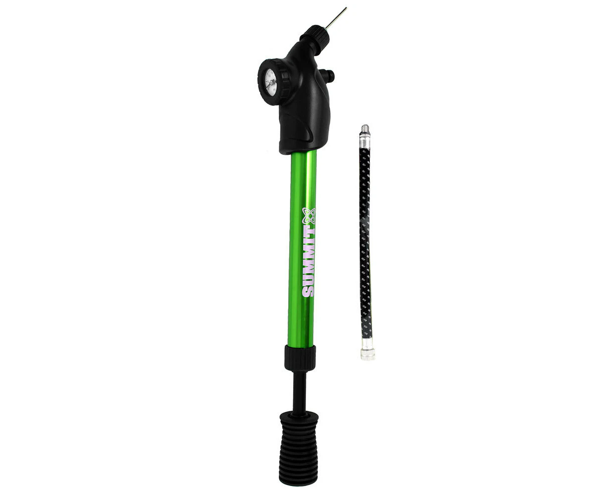 Summit Hand Pressure Air Pump/Inflator w/Gauge for Bike/Sport Ball/Soccer Green