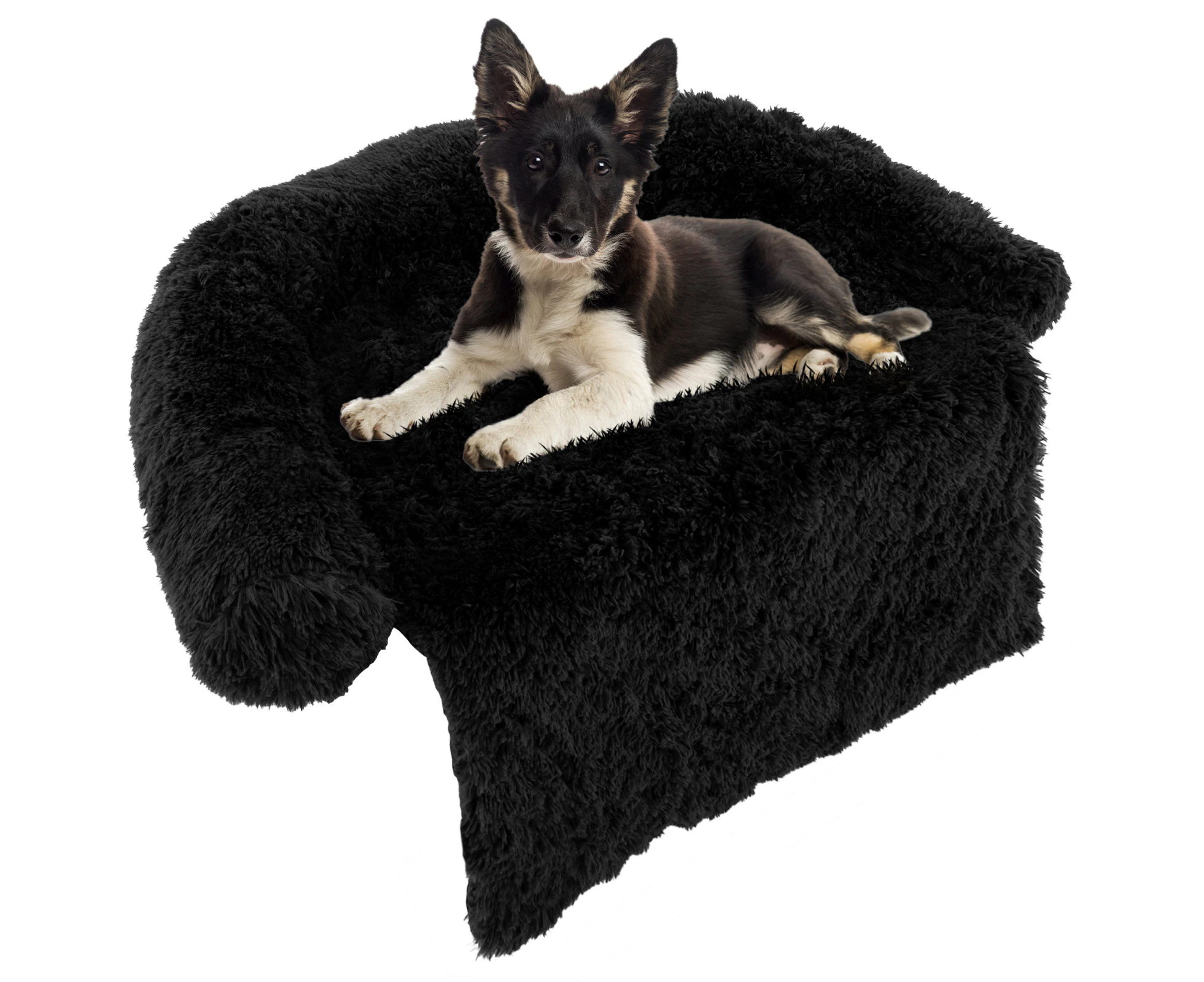 113 x 101cm Dog Bed Pet Sofa Couch Bed w/Anti-Slip Bottom & Detachable Cover Puppy Plush Mat Black