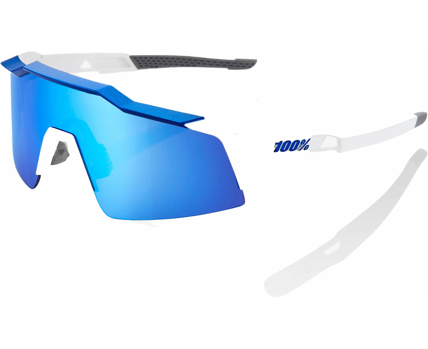 100% Speedcraft SL Glasses - Matt White / Blue / HiPer Blue