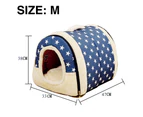 Pet Dog House Kennel Soft Igloo Beds Cave Cat Puppy Doggy Warm Cushion Fold 2 Size M-BLUE