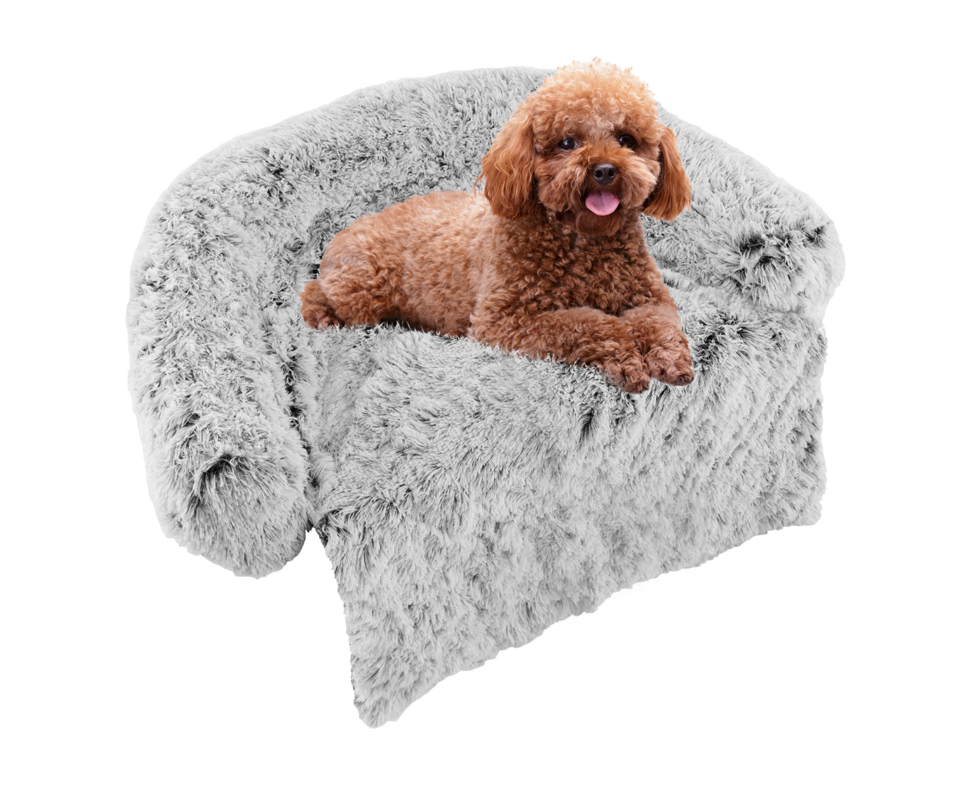 101 x 89cm Dog Bed Pet Sofa Couch Bed w/Anti-Slip Bottom & Detachable Cover Puppy Plush Mat White