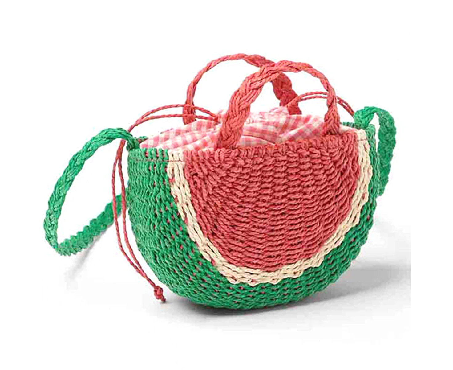 Women Straw Watermelon Handbag, Summer Beach Tote Bag Crossbody Shoulder Top Handle Handbag Handmade Purse Clutch Bag