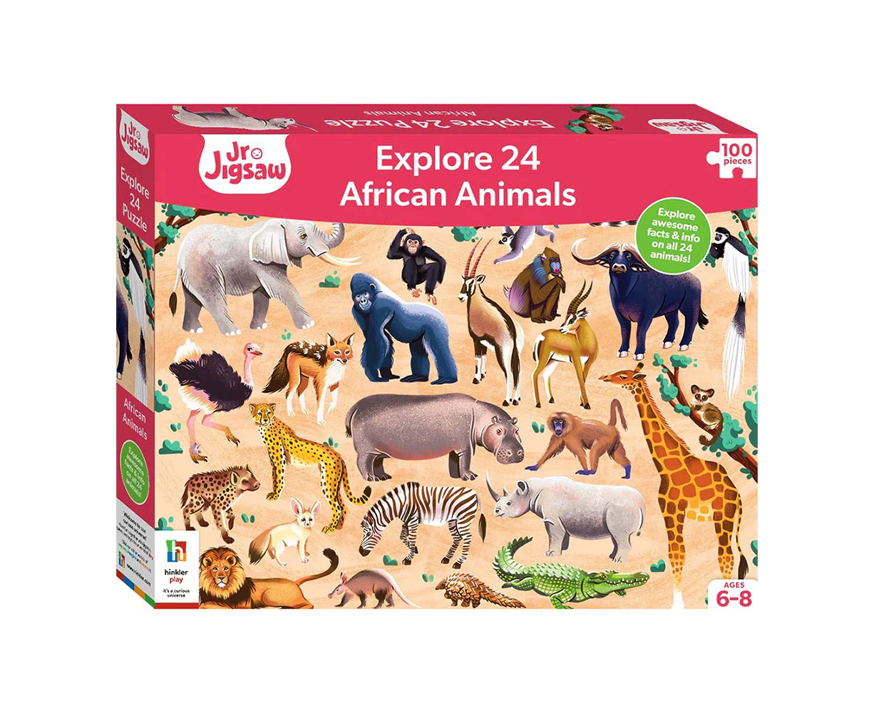 100pc Junior Jigsaw Jigsaw Puzzle Explore 24: African Animals Kids Play 4y+