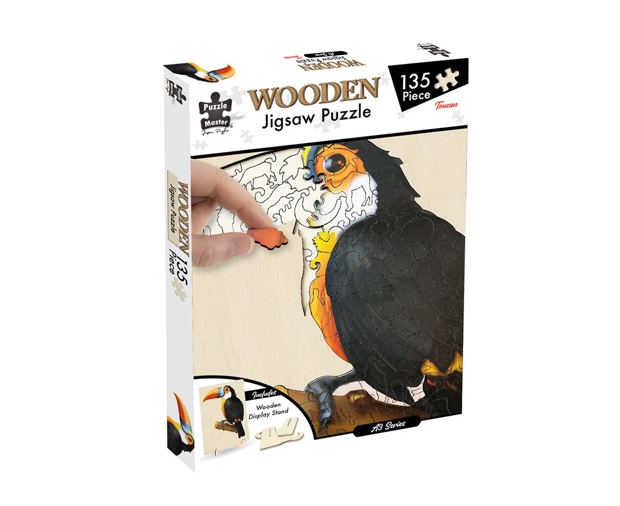 135pc Puzzle Master A3 Shaped Wooden Jigsaw Puzzle w/ Stand Set Kids 8y+ Toucan