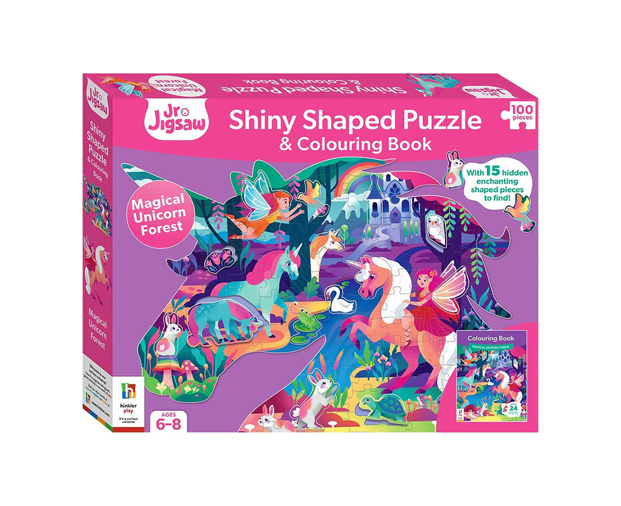 Junior Jigsaw Magical Unicorn Forest Shiny Shaped 100pc Jigsaw Puzzle Toy 6y+