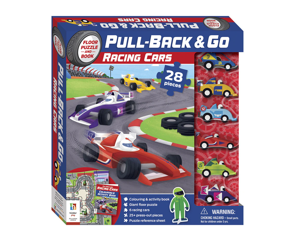 28pc WonderFull Pull-Back & Go Kit Racing Cars Floor Puzzle/Book Kids Play Toy