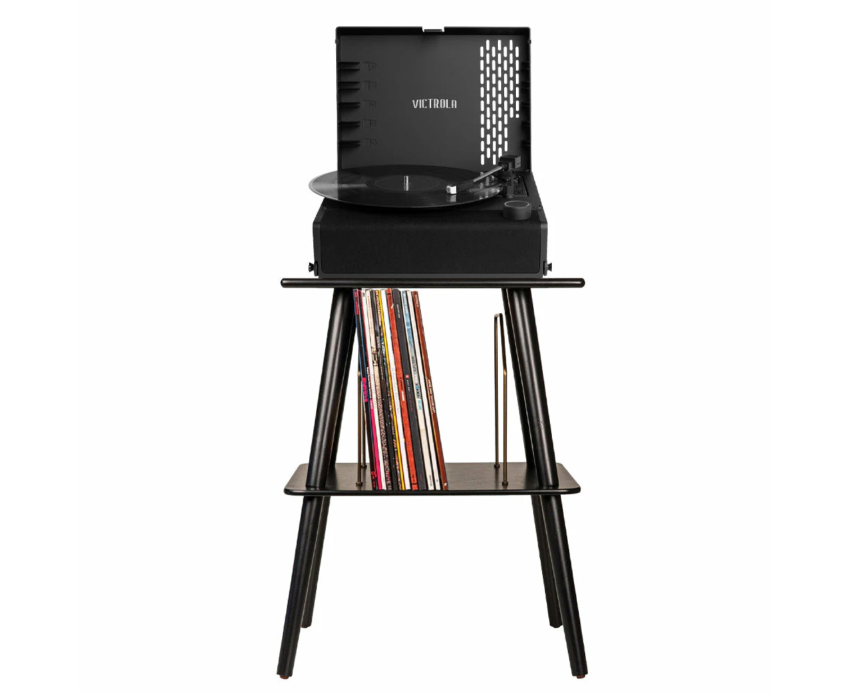 Victrola Revolution Go Turntable - Black + Entertainment Stand Bundle - Black