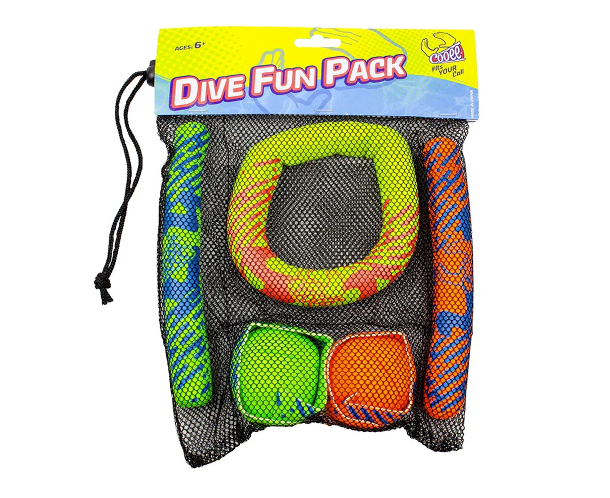 5pc Cooee Neoprene Dive Swimming Pool Children Fun Ring/Stick/Streamers Pack 6+